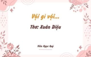 Cảm nhận bài thơ: Vội gì vội... – Xuân Diệu